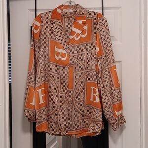 Women Designer Orange Patterned Shirt